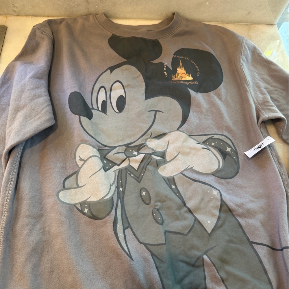 Gray and iridescent Mickey Mouse sweatshirt Disney world 50th anniversary